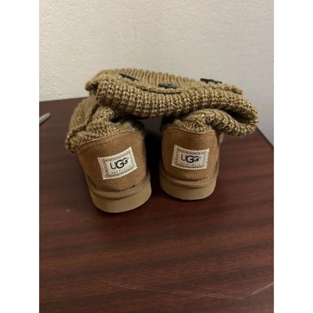 UGG Australia Classic Cardy Knit Boots Tan Heather 3-Button Tall 5819 Womens 9